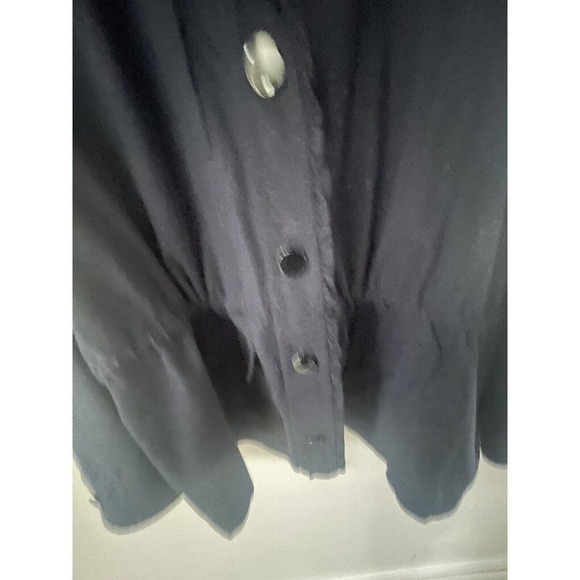 Kate Spade Broome Street Womens Ruffle Utility Military Jacket Navy Blue Button - Picture 2 of 14